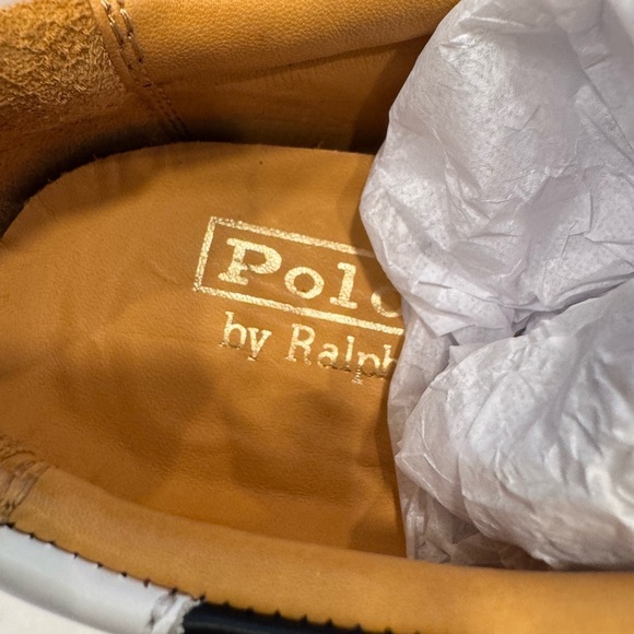 POLO RALPH LAUREN JERMAIN II 2 BLACK LEATHER UNISEX SNEAKERS Men’s 7 WMS 8.5 - Picture 4 of 10